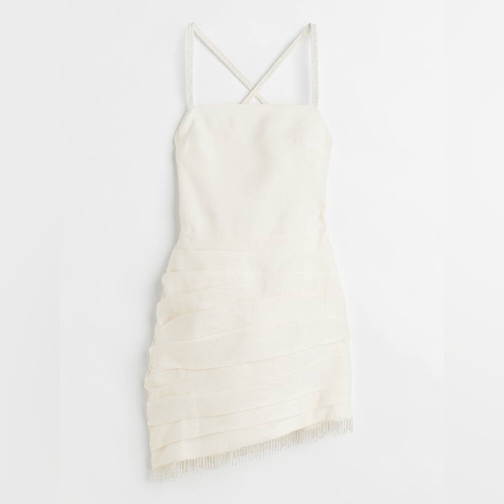 H&M Linen Beaded Mini Dress